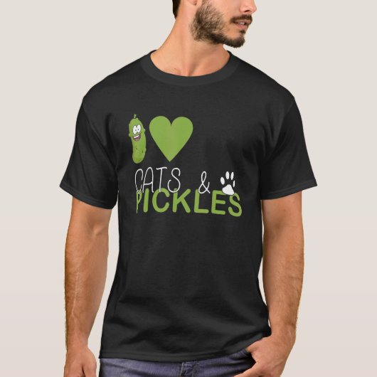 I Love Pickles & Cats  Pickle Vegetable Farming Ve T-shirt (Voorkant)