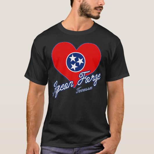 I Love Pigeon Forge Tennessee Heart State Flag T-shirt (Voorkant)
