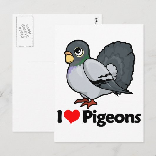 I Love Pigeons Briefkaart (Voorkant / Achterkant)