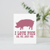 I Love Pigs Briefkaart (Staand voorkant)