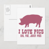 I Love Pigs Briefkaart (Voorkant / Achterkant)