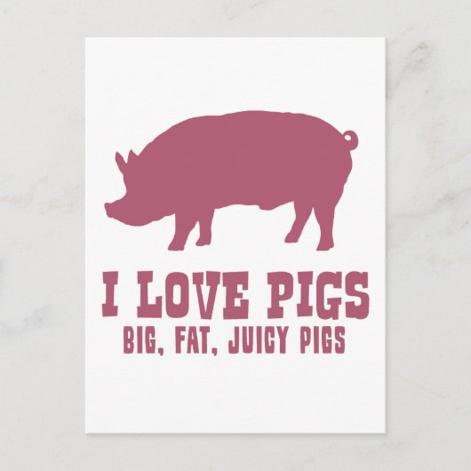 I Love Pigs Briefkaart (Voorkant)