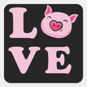 I Love Pigs Funny Pig Lover Vierkante Sticker