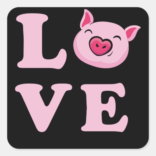 I Love Pigs Funny Pig Lover Vierkante Sticker (Voorkant)