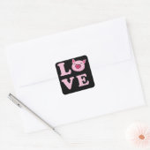 I Love Pigs Funny Pig Lover Vierkante Sticker (Envelop)