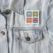I Love Pigs Vierkante Button 5,1 Cm (In situ)