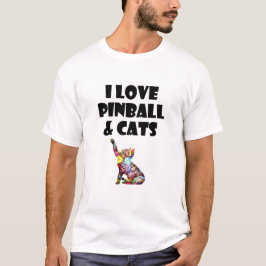 I Love Pinball & Cats Schattige Kitty Cat Feline L T-shirt