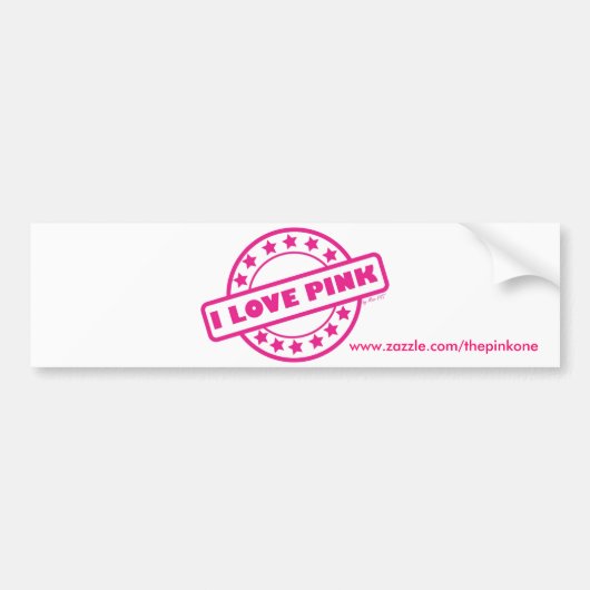 I Love Pink Bumpersticker (Voorkant)