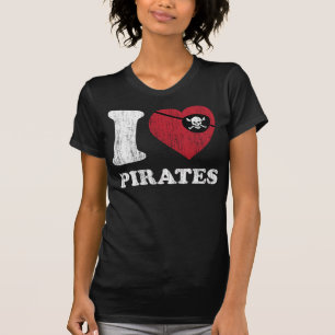 I Love Pirates - Cool Retro Style T Shirt