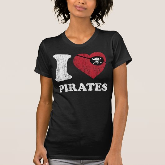 I Love Pirates - Cool  Retro Style T Shirt (Voorkant)