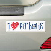 I Love Pit Bulls Bumpersticker (Op auto)