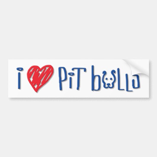 I Love Pit Bulls Bumpersticker (Voorkant)