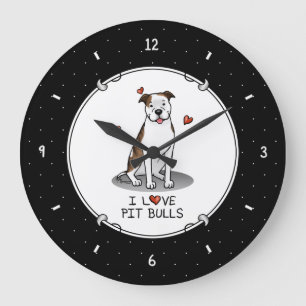I Love Pit Bulls (lt brindle white 3) Grote Klok