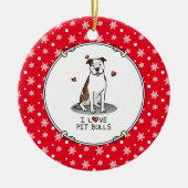 I Love Pit Bulls (lt brindle white 3) Hearts Cute Keramisch Ornament (Voorkant)