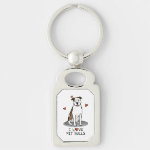 I Love Pit Bulls (lt brindle white 3) Hearts Cute Sleutelhanger
