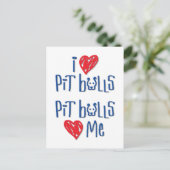 I Love Pit Bulls - Pit Bulls Love Me Briefkaart (Staand voorkant)