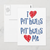 I Love Pit Bulls - Pit Bulls Love Me Briefkaart (Voorkant / Achterkant)