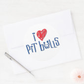 I Love Pit Bulls Ronde Sticker (Envelop)