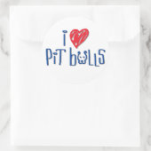 I Love Pit Bulls Ronde Sticker (Tas)