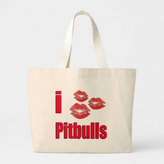 I Love Pitbull Dogs, Lipstick Kisses Crazy Grote Tote Bag