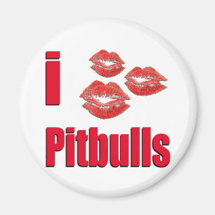 I Love Pitbull Dogs, Lipstick Kisses Crazy Magneet