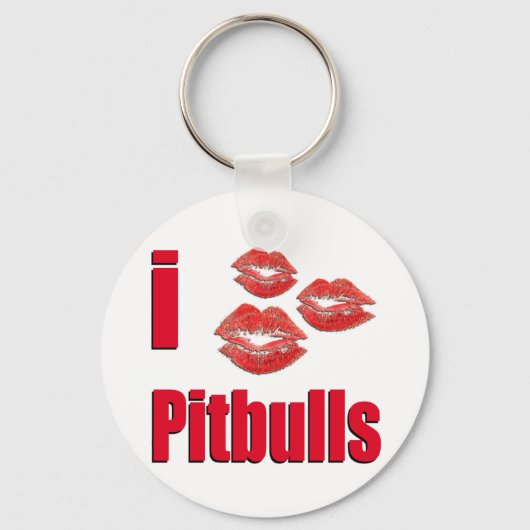 I Love Pitbull Dogs, Lipstick Kisses Crazy Sleutelhanger (Voorkant)