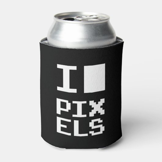I Love Pixels, geek design, pixel art Blikjeskoeler (Blikje Voorkant)