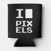 I Love Pixels, geek design, pixel art Blikjeskoeler (Voorkant)