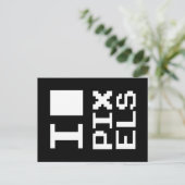 I Love Pixels, geek design, pixel art Briefkaart (Staand voorkant)
