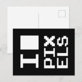 I Love Pixels, geek design, pixel art Briefkaart (Voorkant / Achterkant)