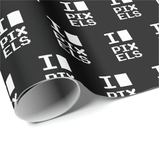 I Love Pixels, geek design, pixel art Cadeaupapier (Rol Hoek)