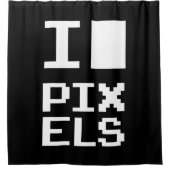 I Love Pixels, geek design, pixel art Douchegordijn (Voorkant)