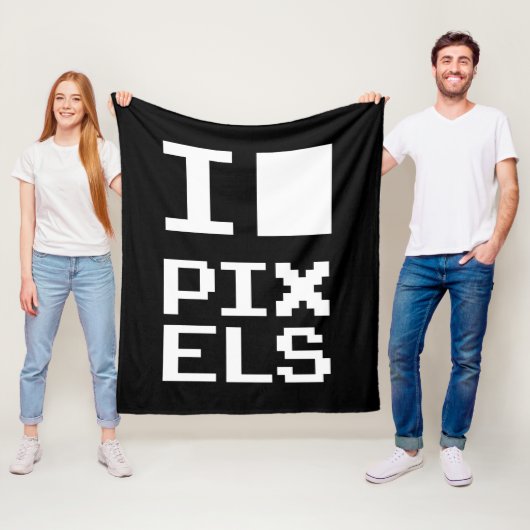 I Love Pixels, geek design, pixel art Fleece Deken (In situ)