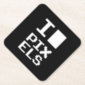 I Love Pixels, geek design, pixel art Kartonnen Onderzetters (Voorkant)