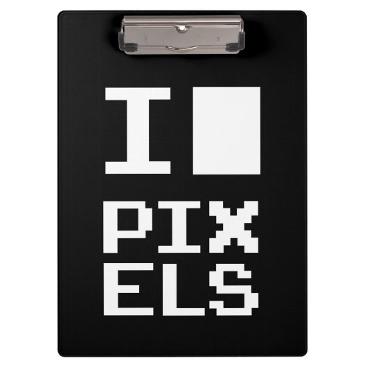 I Love Pixels, geek design, pixel art Klembord (Voorkant)