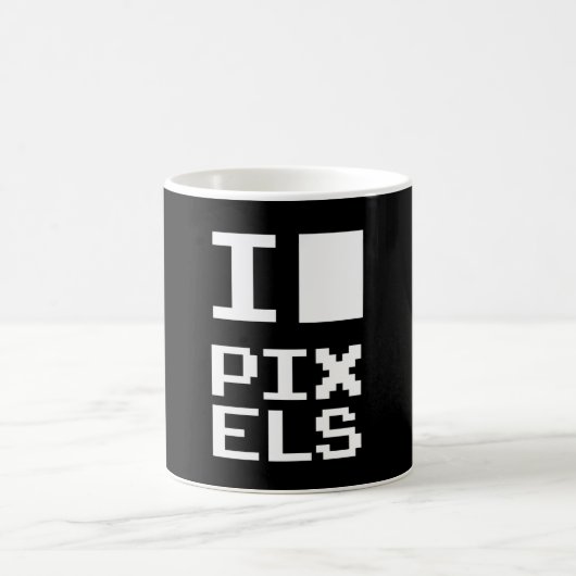 I Love Pixels, geek design, pixel art Koffiemok (Center)