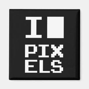 I Love Pixels, geek design, pixel art Magneet