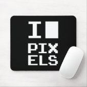 I Love Pixels, geek design, pixel art Muismat (Met muis)