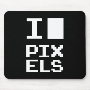 I Love Pixels, geek design, pixel art Muismat