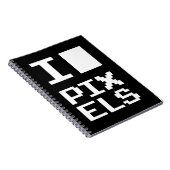 I Love Pixels, geek design, pixel art Notitieboek (Rechterzijde)