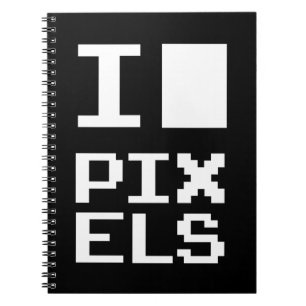 I Love Pixels, geek design, pixel art Notitieboek