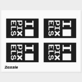 I Love Pixels, geek design, pixel art Rechthoekige Sticker (Vel)