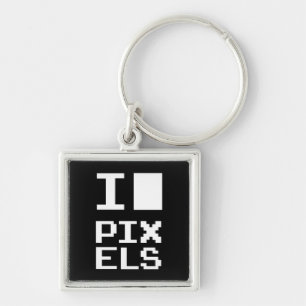 I Love Pixels, geek design, pixel art Sleutelhanger