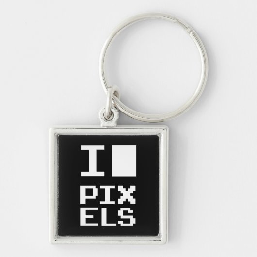 I Love Pixels, geek design, pixel art Sleutelhanger (Voorkant)