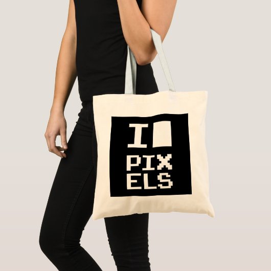 I Love Pixels, geek design, pixel art Tote Bag (Voorkant (product))