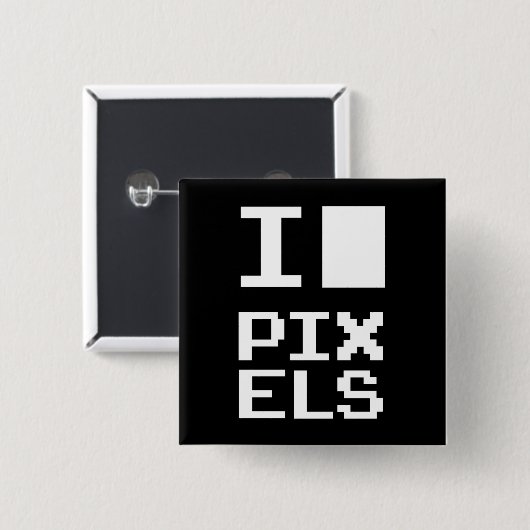 I Love Pixels, geek design, pixel art Vierkante Button 5,1 Cm (Voorkant /achterkant)