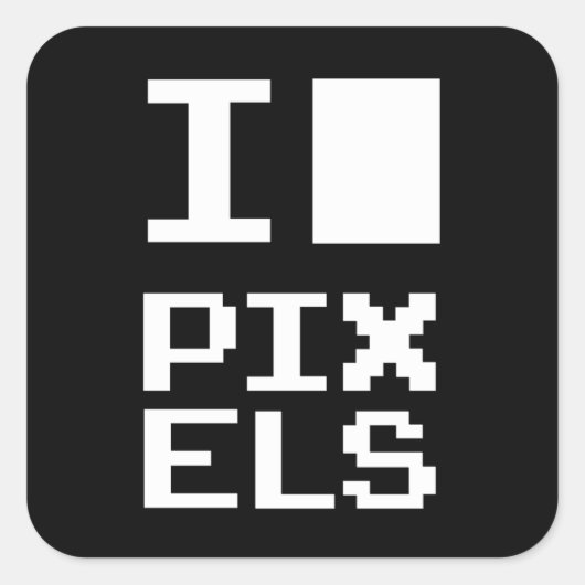 I Love Pixels, geek design, pixel art Vierkante Sticker (Voorkant)