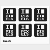 I Love Pixels, geek design, pixel art Vierkante Sticker (Vel)