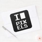 I Love Pixels, geek design, pixel art Vierkante Sticker (Envelop)