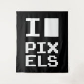 I Love Pixels, geek design, pixel art Wandkleed (Voorkant)
